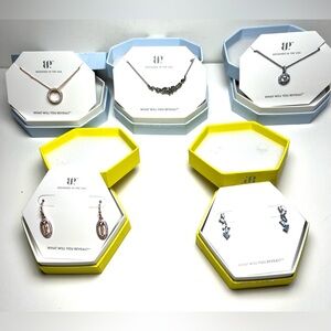 Bomb Party Jewelry Lot -3 Necklaces 2 earrings and various stones and metal set